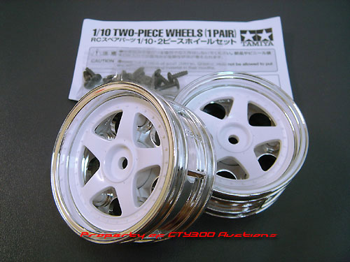Vintage Tamiya WHITE 5-SPOKE 2pc Wheels TA02 TA03 TA01 Porsche